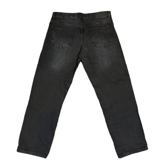 BoohooMAN Men's Black Denim Jeans Button Fly Dark StoneWash Size 36 - Picture 6 of 11